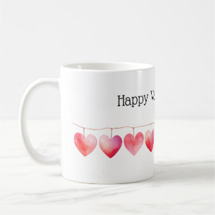 Red Watercolor Hearts Banner Frohes Valentinstag Kaffeetasse