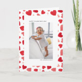 Red Watercolor Hearts Foto Glücklicher Valentinsta Feiertagskarte (Vorderseite)