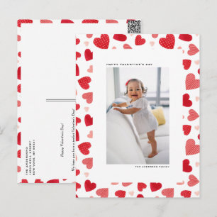 Red Watercolor Hearts Foto Glücklicher Valentinsta Feiertagspostkarte