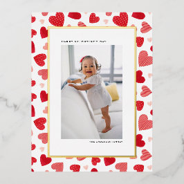 Red Watercolor Hearts Foto Glücklicher Valentinsta Folien Feiertagspostkarte