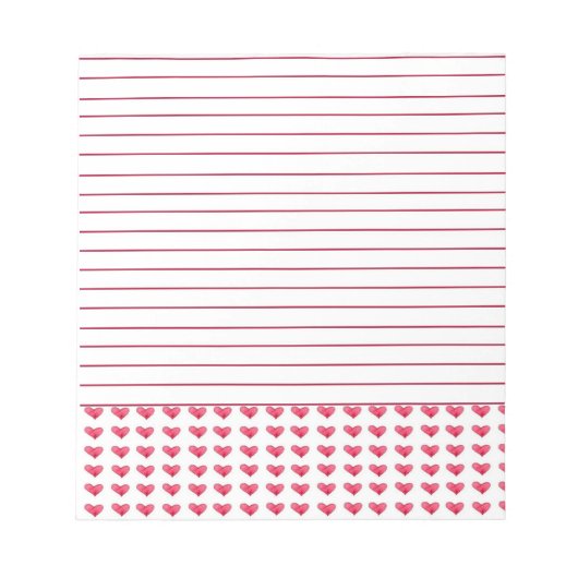 Red Watercolor Hearts Lined Notizblock (Vorderseite)