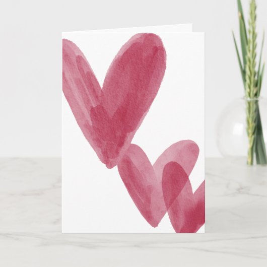 Red watercolor hearts on Valentine's Card Karte (Vorderseite)