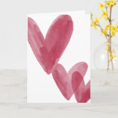 Red watercolor hearts on Valentine's Card Karte (Gelbe Blume)