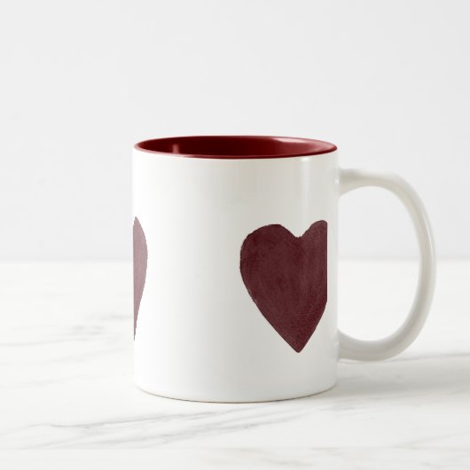 Red Watercolor Hearts Zweifarbige Tasse (Rechts)