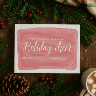 Red Watercolor Holiday Cheer Flat Card Feiertagskarte