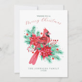 Red Watercolor Kardinal Bird Weihnachten (Vorderseite)