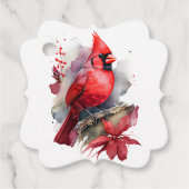 Red Watercolor Kardinal Geschenkanhänger (Vorderseite)