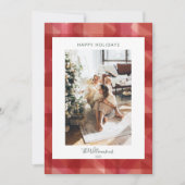 Red Watercolor Kariert Rustikales Foto Weihnachten (Vorderseite)