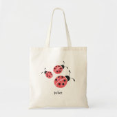 Red Watercolor Ladybugs Personalisiert Tragetasche (Vorne)