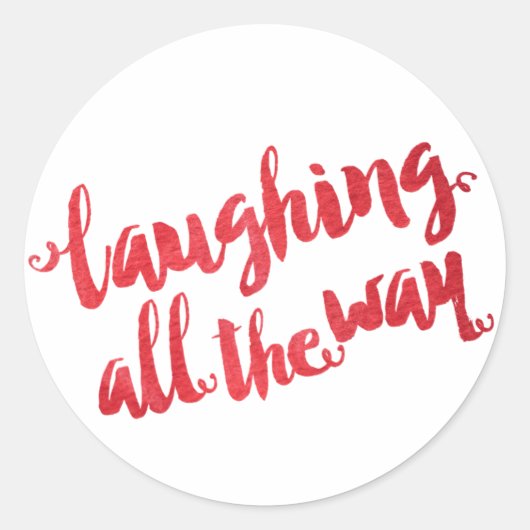 Red Watercolor Laugh All Way Holiday Sticker (Vorderseite)