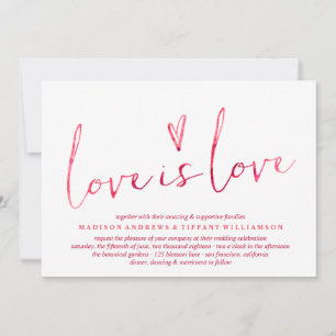 Red Watercolor Liebe ist Liebe Gay Wedding Einladung
