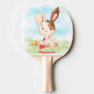 Red Watercolor Little Bunny Tischtennis Schläger