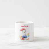 Red Watercolor Little Rooster Espressotasse (Vorderseite)
