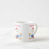 Red Watercolor Little Rooster Espressotasse (Vorderseite Rechts)