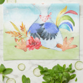 Red Watercolor Little Rooster Geschirrtuch (Gefaltet)