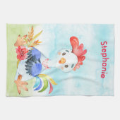 Red Watercolor Little Rooster Geschirrtuch (Horizontal)