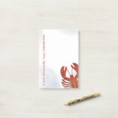 Red Watercolor Lobster Personalized  Post-it Klebezettel (Auf Schreibtisch)