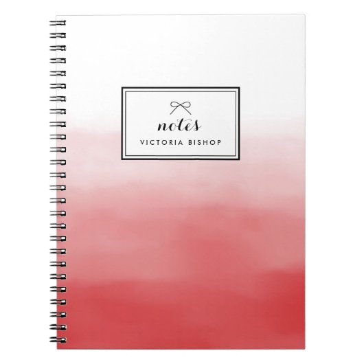 Red Watercolor Ombre Personalisiert Notizblock (Vorderseite)