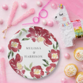 Red Watercolor Peony Wedding Pappteller (Party)
