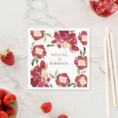 Red Watercolor Peony Wedding Serviette (Beispiel)