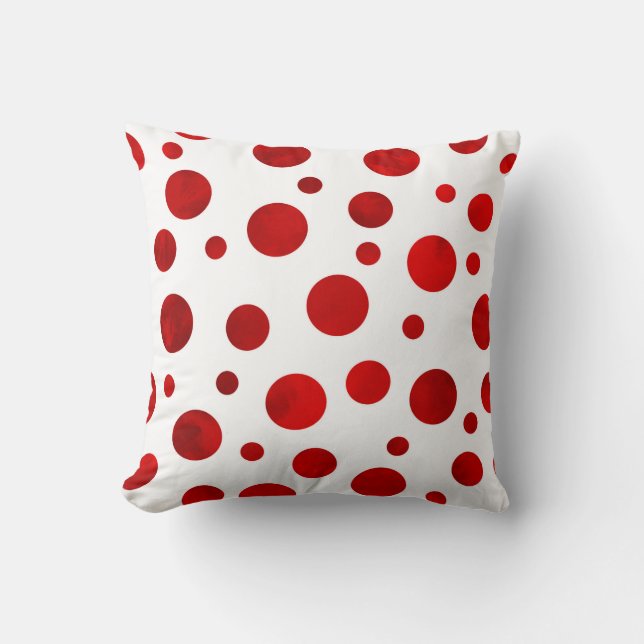 Red Watercolor Polka Dots Kissen (Vorderseite)
