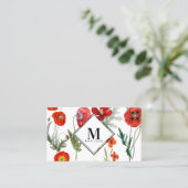 Red Watercolor Poppies Florals Beruflich Visitenkarte (Stehend Vorderseite)