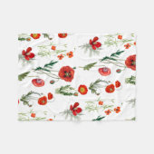 Red Watercolor Poppies Florals Fleecedecke (Vorderseite (Horizontal))