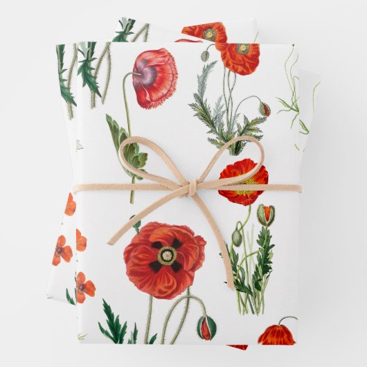 Red Watercolor Poppies Florals Geschenkpapier Set (Beispiel)
