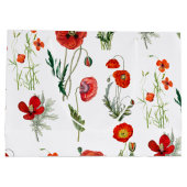 Red Watercolor Poppies Florals Große Geschenktüte (Rückseite)