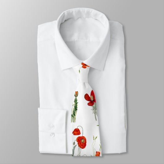 Red Watercolor Poppies Florals Krawatte (Gebunden)