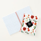 Red Watercolor Poppies Florals Monogram Notizblock (Innenseite)