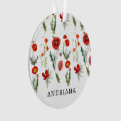 Red Watercolor Poppies Florals Ornament (Vorderseite)