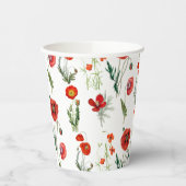 Red Watercolor Poppies Florals Pappbecher (Links)