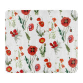 Red Watercolor Poppies Florals Schneidebrett (Vorderseite)