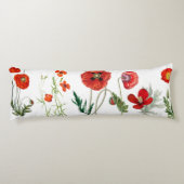 Red Watercolor Poppies Florals Seitenschläferkissen (Rückseite)