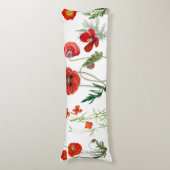 Red Watercolor Poppies Florals Seitenschläferkissen (Vorderseite Vertikal)