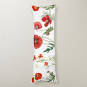 Red Watercolor Poppies Florals Seitenschläferkissen (Rückseite (Vertikal))