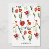 Red Watercolor Poppies Florals Vielen Dank Dankeskarte (Rückseite)