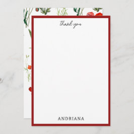 Red Watercolor Poppies Florals Vielen Dank Dankeskarte