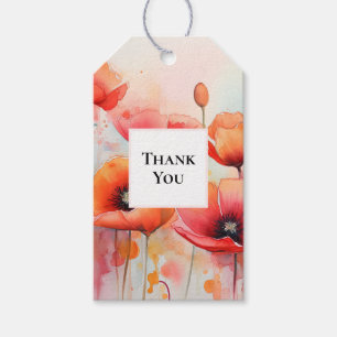 Red Watercolor Poppies in einem Feld Vielen Dank Geschenkanhänger