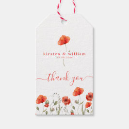 Red Watercolor Poppies, Wedding danke Geschenkanhänger