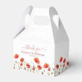 Red Watercolor Poppies, Wedding danke Geschenkschachtel