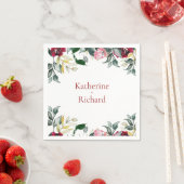 Red Watercolor Rose Hochzeitcocktail Serviette (Beispiel)