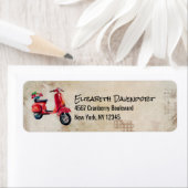 Red Watercolor Scooter mit Hübschen Blume (Insitu)