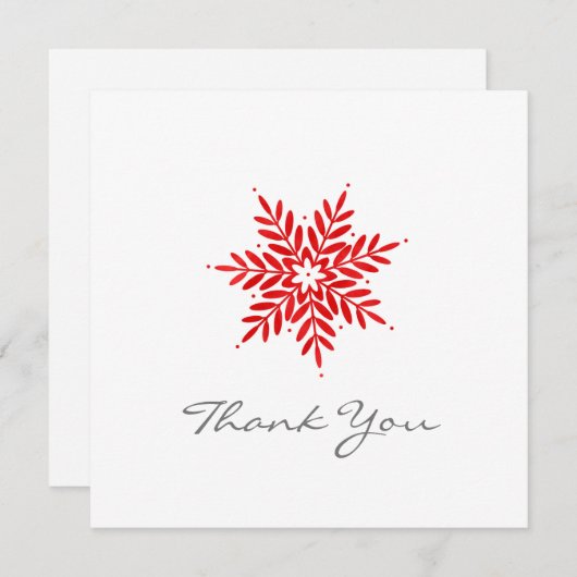 Red Watercolor Snowflake Dankeskarte (Vorne/Hinten)