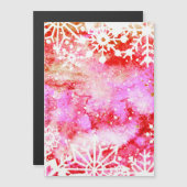 Red Watercolor Snowflake Magnetkarte (Vorne/Hinten)