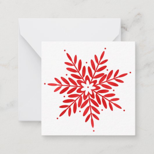 Red Watercolor Snowflake Mitteilungskarte (Vorderseite)