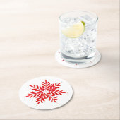 Red Watercolor Snowflake Runder Pappuntersetzer (Vor Ort)