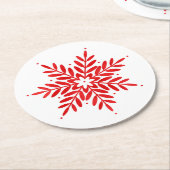 Red Watercolor Snowflake Runder Pappuntersetzer (Angewinkelt)