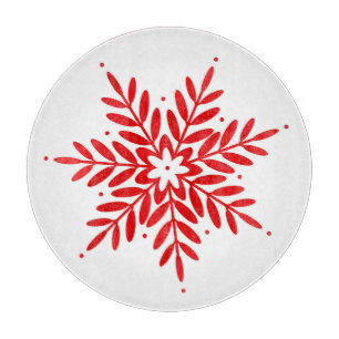 Red Watercolor Snowflake Schneidebrett